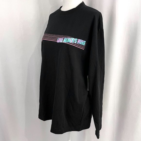 New BP Love Always Wins Metallic Print Long Sleeve Tee Black Unisex Size Small - Picture 8 of 16